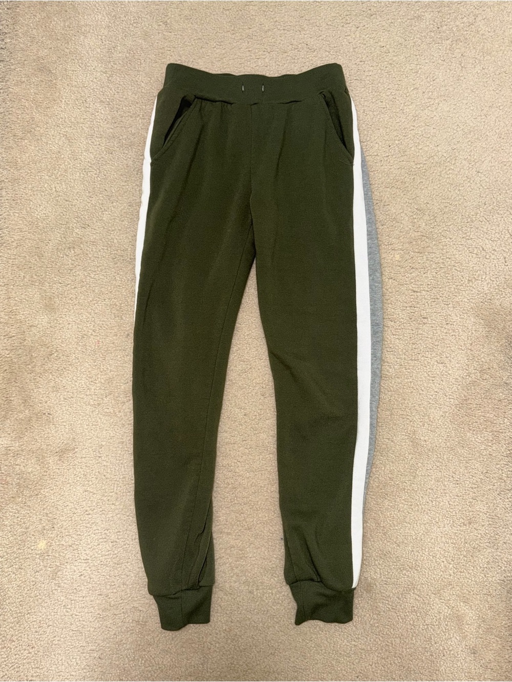 Aq Sport Women's Olive Green Side-Stripe Jogger Pants